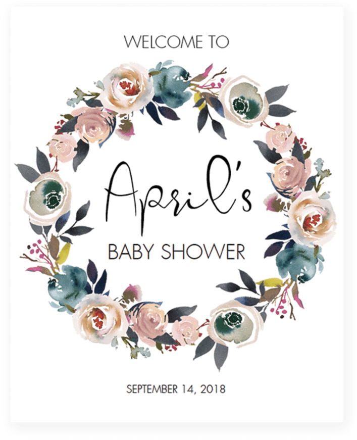 Floral Wreath Welcome To Sign For Boho Shower By Littlesizzle - Floral Welcome Baby Shower (819x1024)