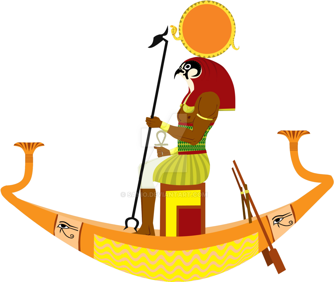 God Ra On A Sun Boat By Sanio - Amon Ra Sun God (1280x1219)