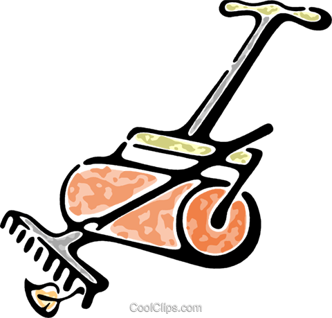 Lawn Roller And Rake Royalty Free Vector Clip Art Illustration - Lawn Roller And Rake Royalty Free Vector Clip Art Illustration (480x459)