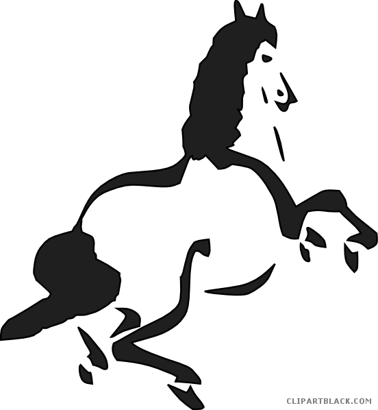 Running Horse Animal Free Black White Clipart Images - Horse Clip Art (552x598)