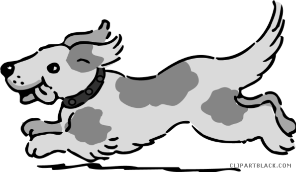 Running Dog Animal Free Black White Clipart Images - Dog Playing With Ball Cartoon (595x346)