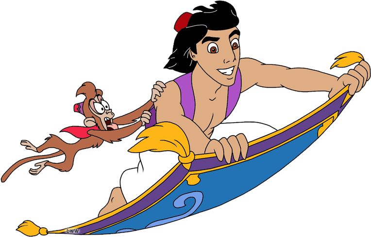 Aladdin And Abu And Magic Carpet - Aladdin On Flying Carpet (800x525)