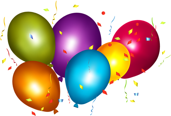 Clip Art - Transparent Balloons With Confetti (600x425)