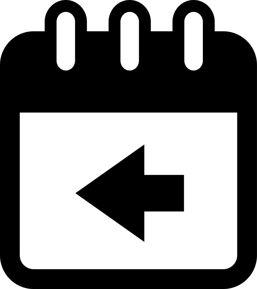 Calendar Interface Symbol With Left Arrow To View Previous - Calendar Icon Black (874x980)