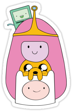 Finn, Jake, Bmo And Princess Bubblegum - Cartoon (375x360)