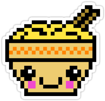 Pixel Art, Pixelated, And Ramen Image - Kawaii Food Perler Bead Patterns (375x360)