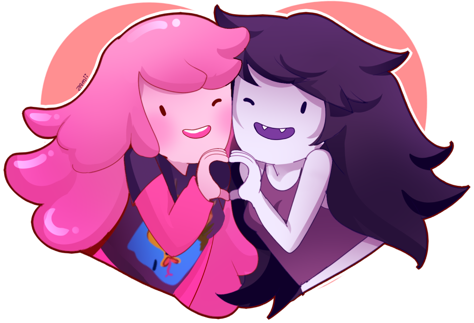 Princess Bubblegum Marceline The Vampire Queen Chewing - Hora De Aventura Princesa Jujuba E Marceline (960x685)