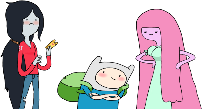 Princess Bubblegum Y Marceline By Axcell1ben - Finn Marceline And Princess Bubblegum (900x506)