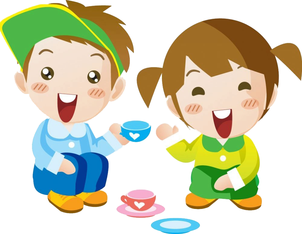 Child Cartoon Girl Boy - 소꿉 놀이 (1000x775)