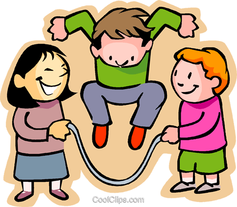 Little Boy With Girls Skipping Rope Royalty Free Vector - Ump Word Family (480x419)