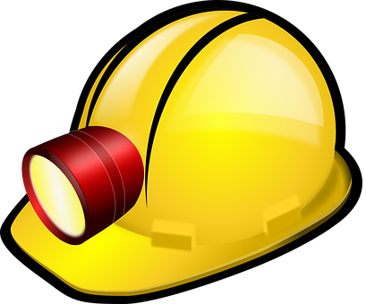 Hardhat, Helmet, Lamp, Mining - Hard Hat With Light Clip Art (409x340)
