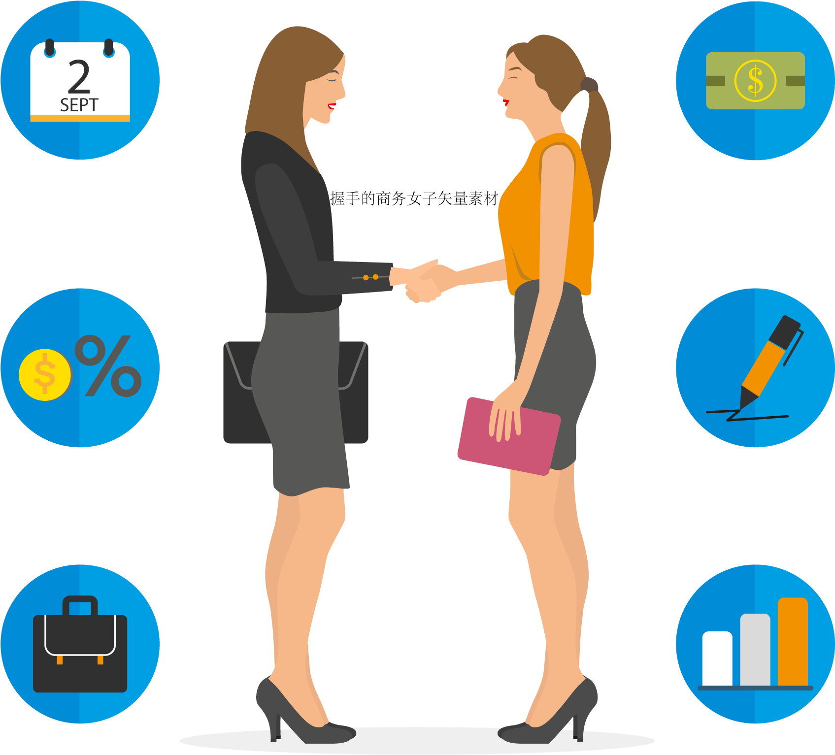 Handshake Business Woman Vector Material 1800*1800 - Icon Handshake (1800x1800)