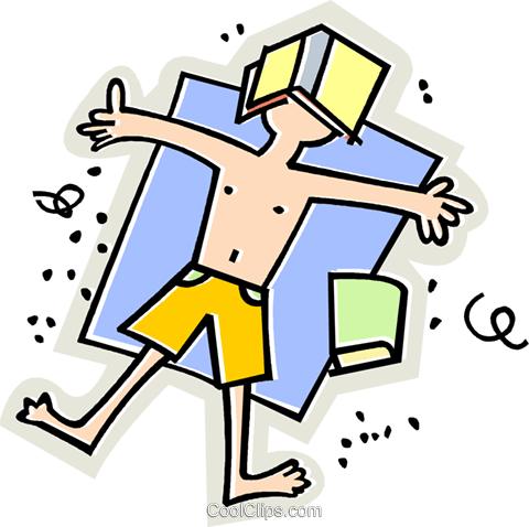 Sun Tanning Royalty Free Vector Clip Art Illustration - Summer Reading (480x478)