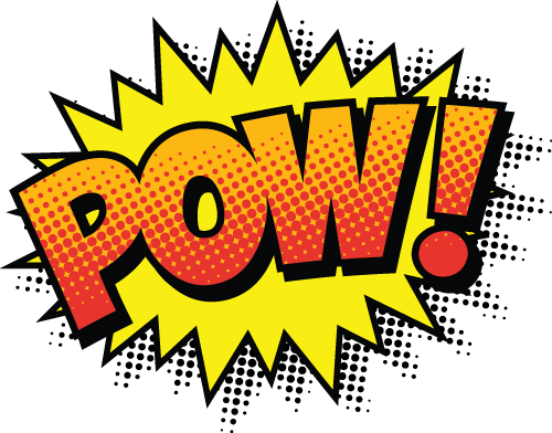 Wow Graphic On Think Big Website Design Page - 3drose Pow Orange Lettering On Yellow Picture Burst, (500x392)