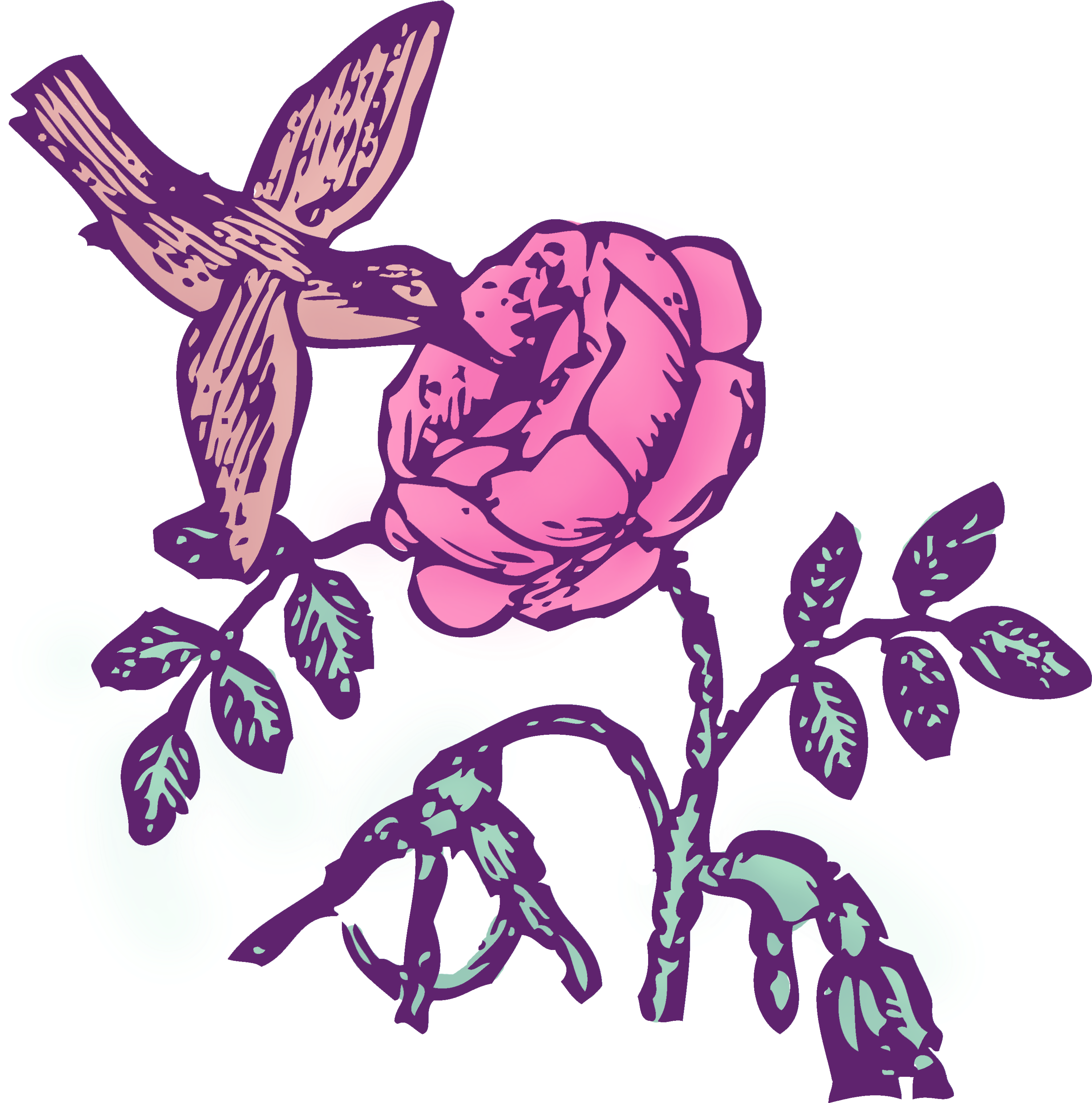 Vintage Hummingbird And Rose Clipart - Vintage Hummingbird And Rose Clipart (3208x3208)