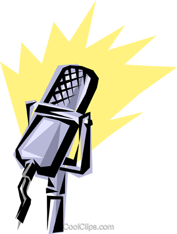 Cool Microphone Royalty Free Vector Clip Art Illustration - Radio (363x480)