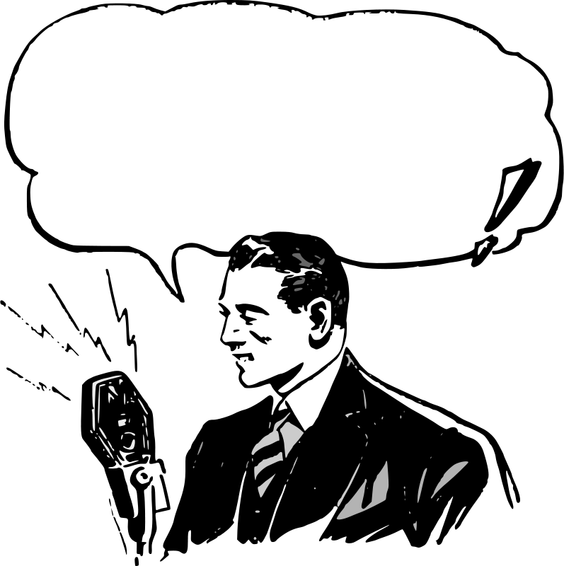 Free Speech Bubble Free Radio Announcement - Vintage Clip Art Man (798x800)