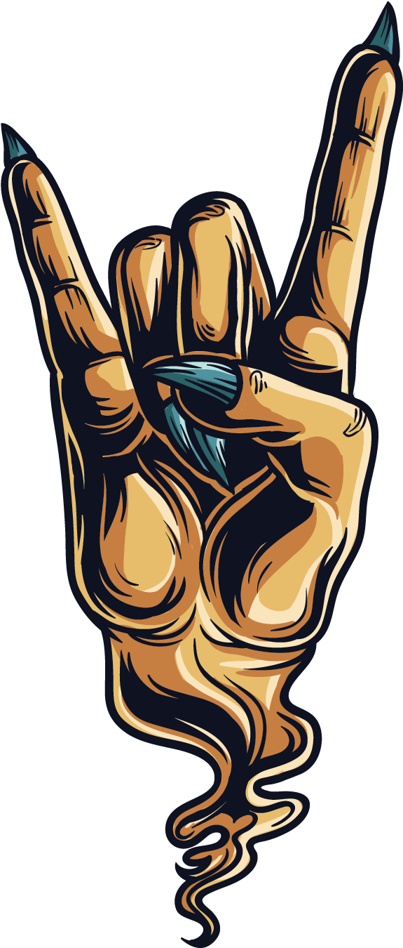 Sign Of The Horns Devil Hand Gesture Sticker - Devil's Hand Png (1418x1418)
