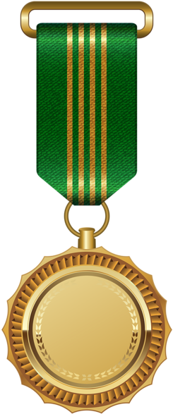 Gold Medal With Green Ribbon Png Clipart Image - Medal With Green Ribbon (248x600)