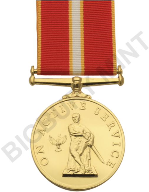 Active Service Medal Commemorative Full Size - Gold Medal (650x650)