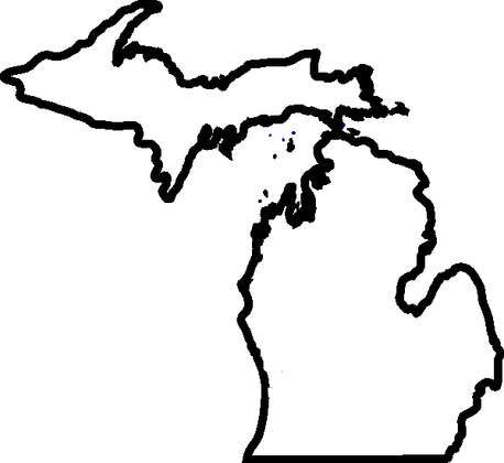 8 Of 12name That State - Michigan Outline Png (458x420)
