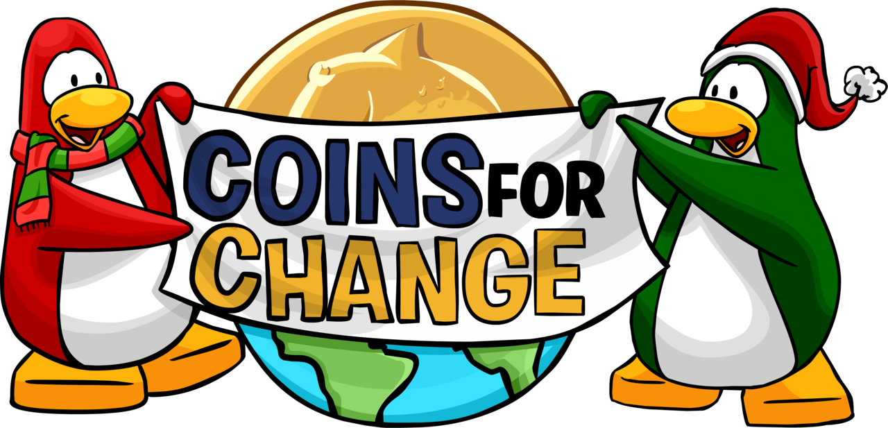 Coins For Change Logo - Club Penguin Coins For Change (1280x617)