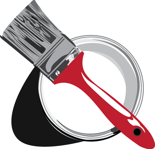 Paint Bucket & Brush Illustration - Paint (500x481)