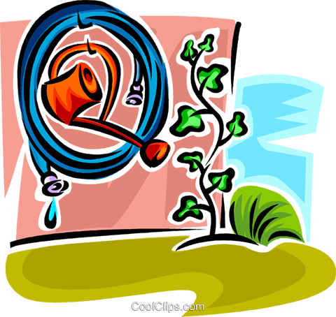 Watering Can And Garden Hose Royalty Free Vector Clip - Watering Can And Garden Hose Royalty Free Vector Clip (480x454)