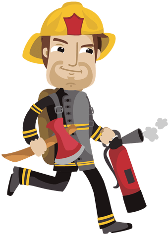 Desenhos Animados Bombeiro Ocupado Transparent Png - Fireman Cartoon Png (512x512)