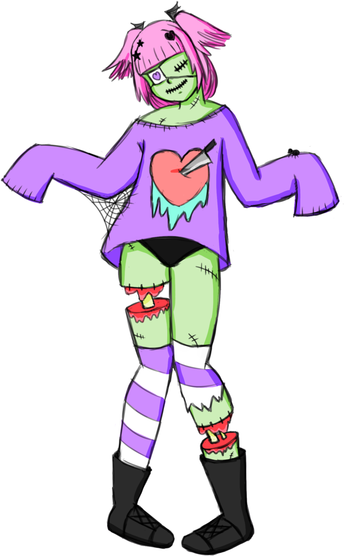 Zombie Girl - Cartoon (800x1164)