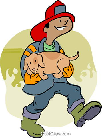 Bombeiro Livre De Direitos Vetores Clip Art Ilustração - Firefighter Saving Someone Clipart (357x480)
