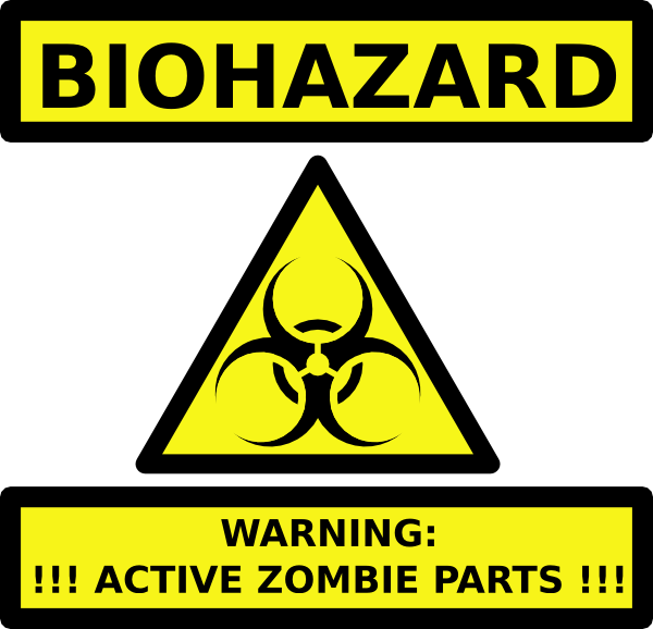 Zombie Parts Warning Label Clip Art - Zombie Clip Art (600x578)