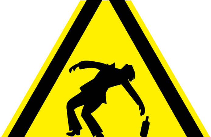 Caution Sign With Drunk Person - Hallelujah Bums Vinyl Record (750x450)