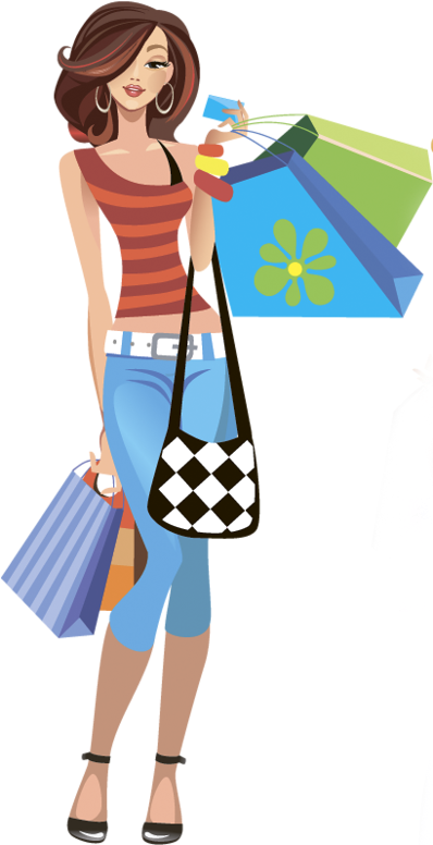 Style - Shopping Girls Png (397x800)