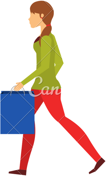 Person With Shopping Bags - Vector Graphics (677x800)