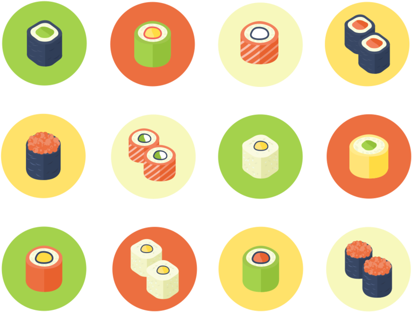 Rolled Sushi Flat Design By Zapolzun - Flat Design (900x731)