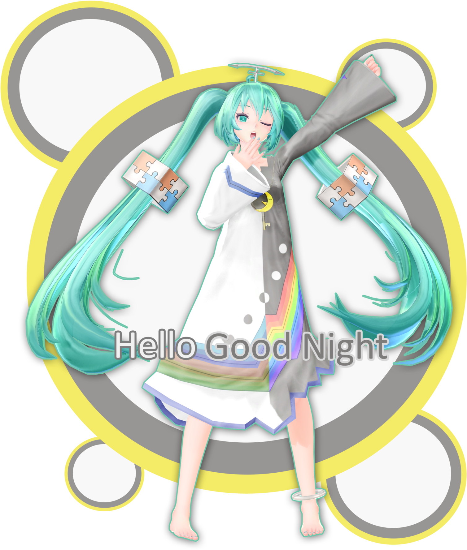 Tda Hello,good Night Miku Video By Senseitag - Hello Good Night Miku (1600x1920)