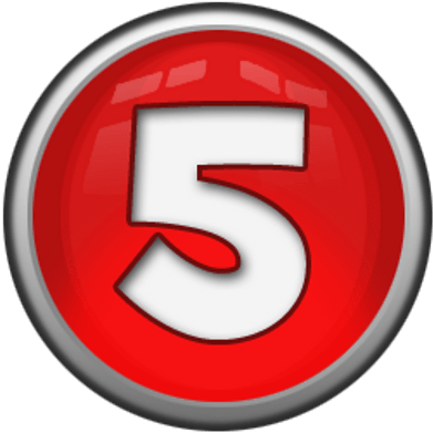 White Number 5 In Red Circle - Icon (400x400)