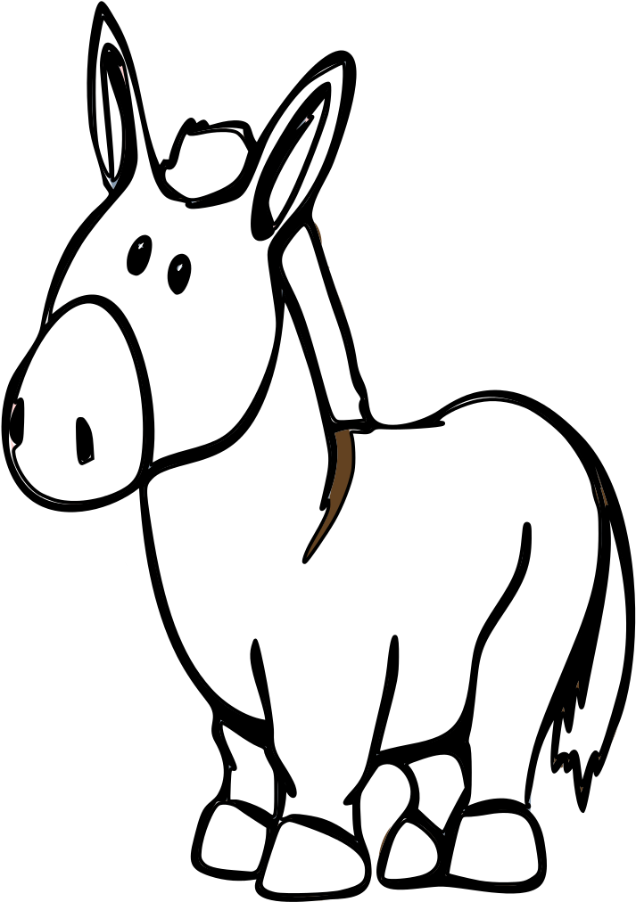 Donkey Cartoon - Black And White Cartoon Image Of Donkey (1000x1414)
