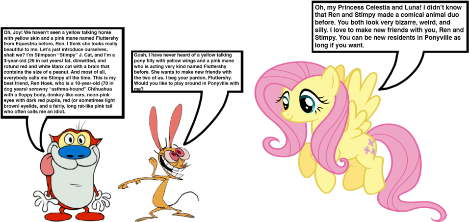 Fluttershy Meets Ren And Stimpy By Darthraner83 - Ren And Stimpy (1024x528)