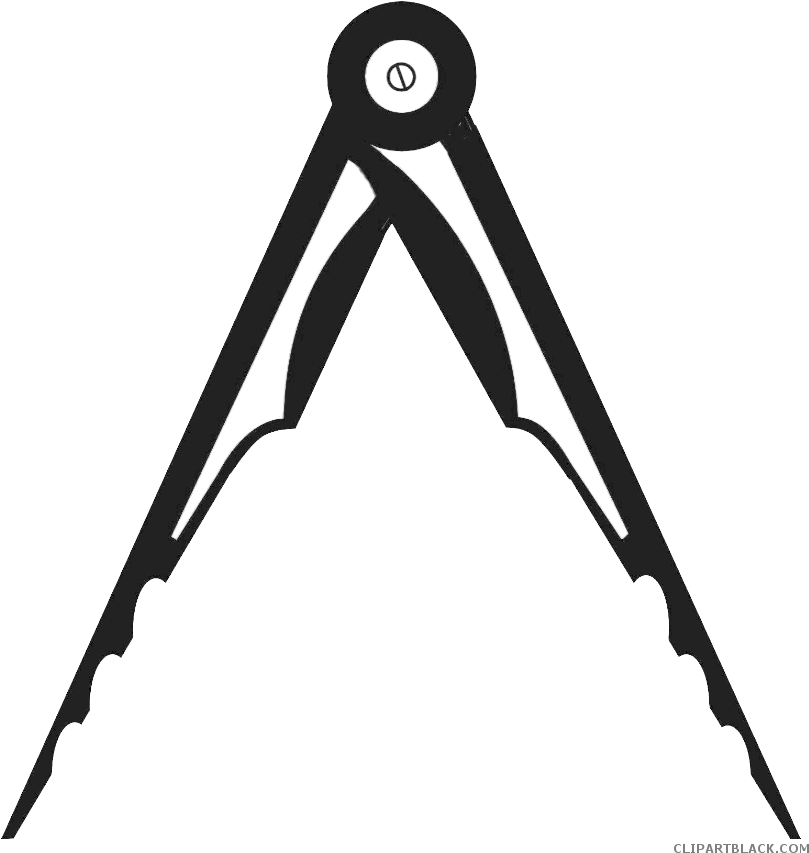 Math Compass Tools Free Black White Clipart Images - Masonic Compass Png (817x862)