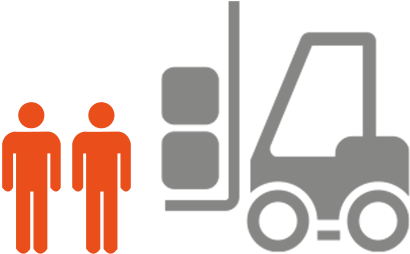 Forklift And Shippers Icon - 2 Person Logo (420x349)