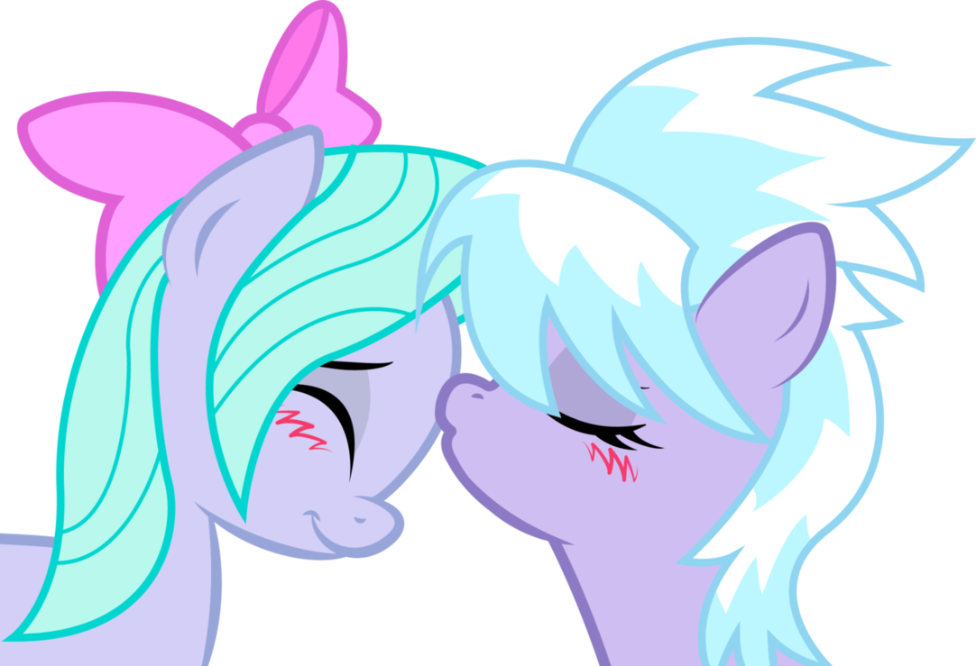 Cloudchaser And Flitter Sweet Kiss By Kennyklentflitter - Mlp Flitter And Cloud Chaser (1082x739)