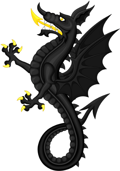 Dragon Noir With Tounge And Arms Or - Coat Of Arms Supporter (424x600)