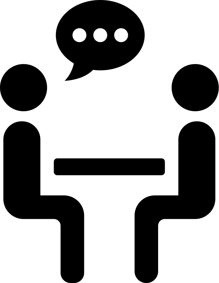 Two Persons Talking Sharing Sitting On A Table Comments - Face To Face Meeting Icon (1782x2400)