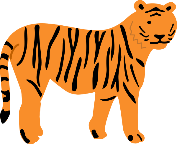 Tiger Edit Clip Art At Clker - Outline Of A Tiger (600x488)