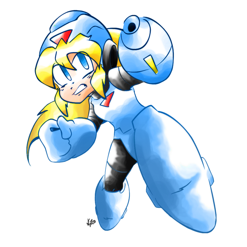 Blue Bomber Gal It's Rokko Chan By Nkognz - Cartoon (894x894)