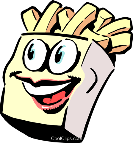 Cartoon Fries Royalty Free Vector Clip Art Illustration - Animated Fries (447x480)