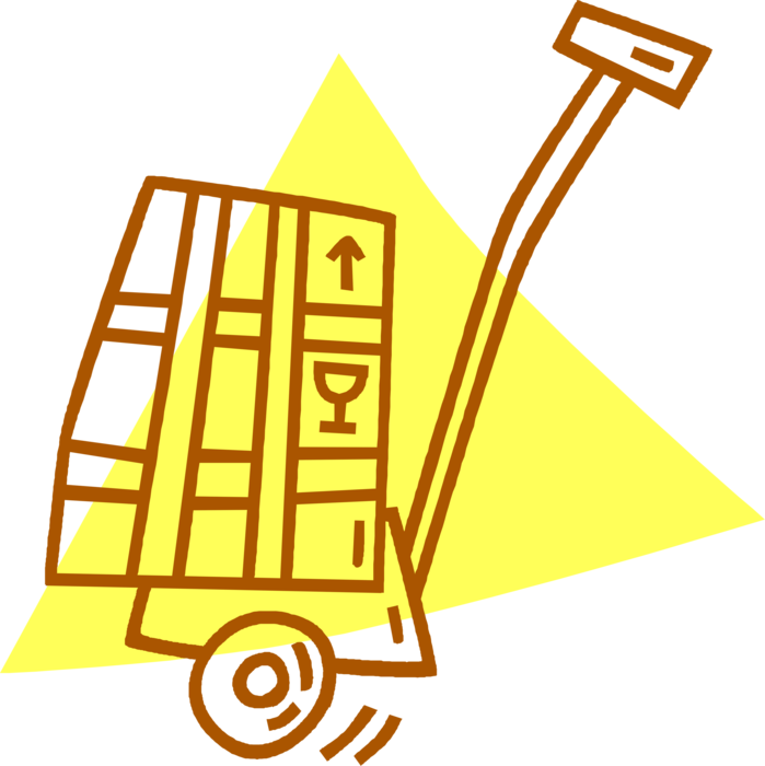 Vector Illustration Of Box-moving Handcart Dolly Or - Vector Illustration Of Box-moving Handcart Dolly Or (699x700)