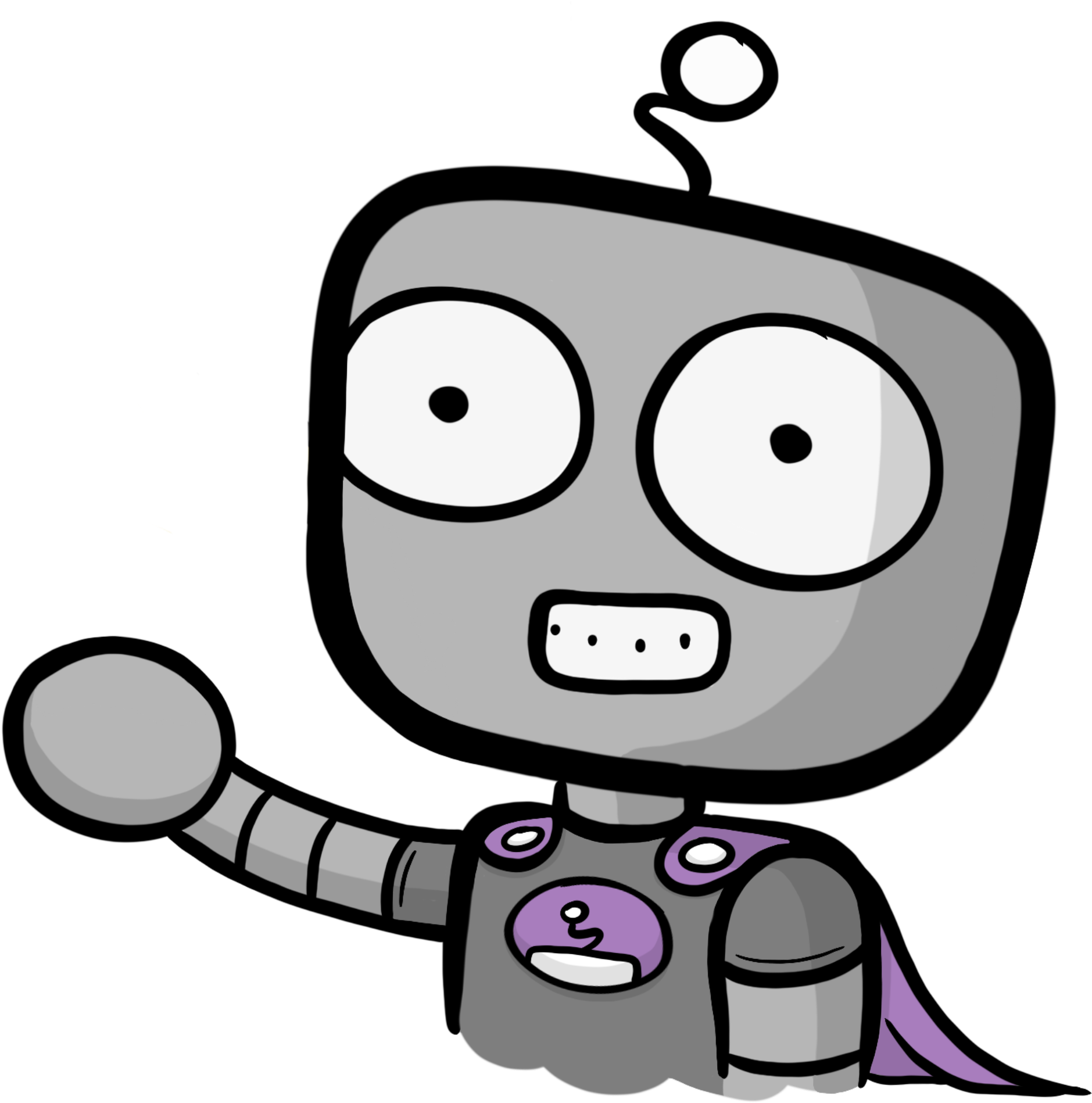 Pcs Robot Wearing Purple Superhero Cape Smiling And - Service (2048x2048)